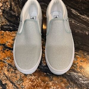 Vans NWOT Silver Slip-On Sneakers